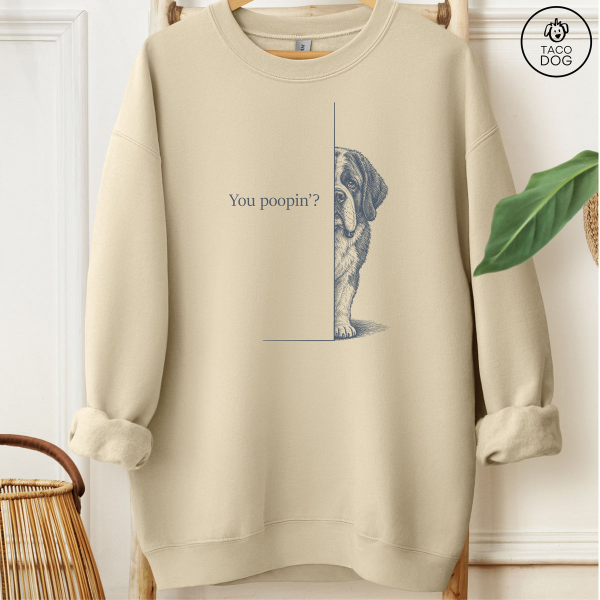 Saint Bernard Poopin Sweatshirt Sand Taco-Dog