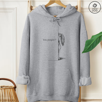 Saluki Poopin Hoodie Graphite Heather Taco-Dog