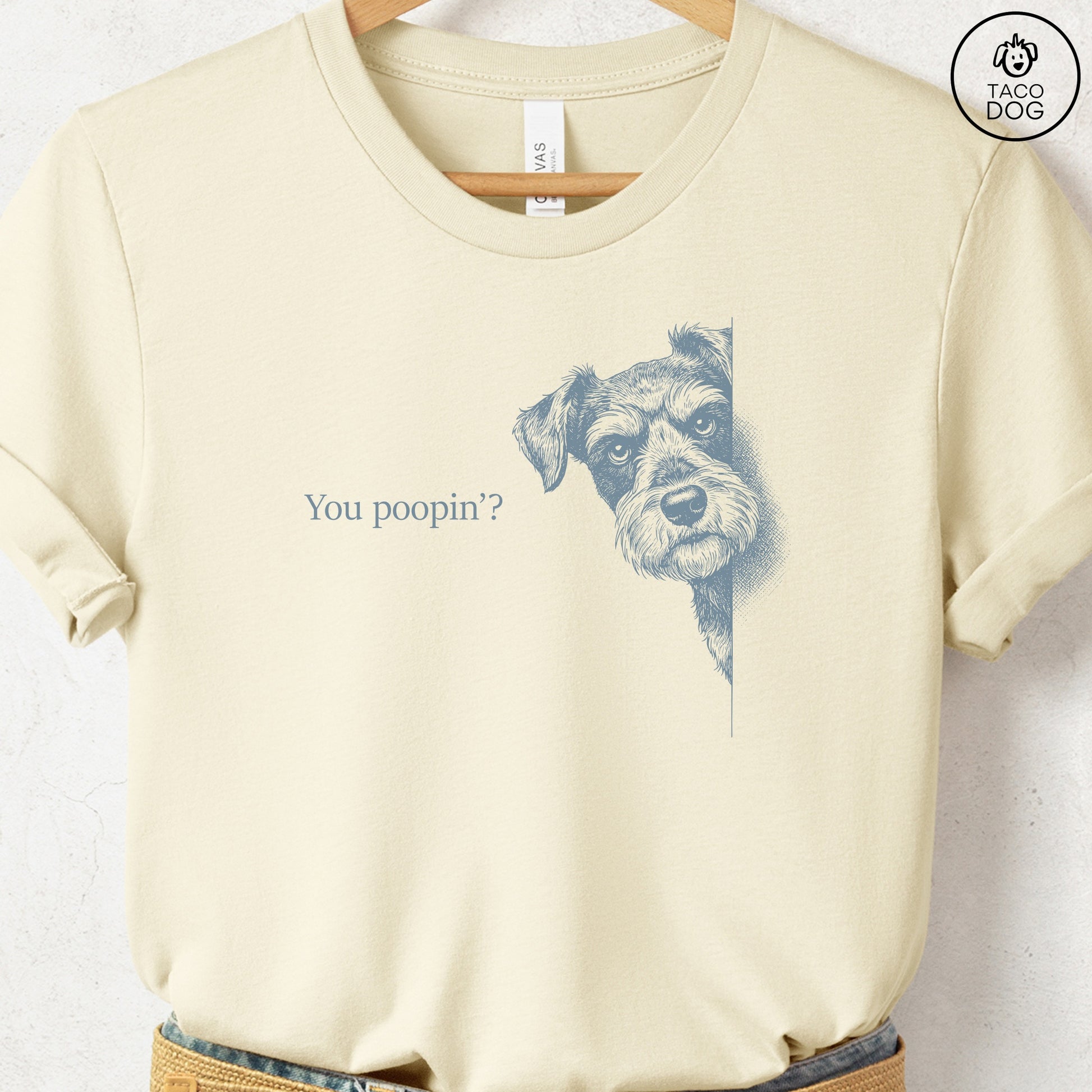 Schnauzer Poopin T-Shirt Natural Taco-Dog