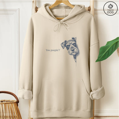 Schnauzer Poopin Hoodie Sand Taco-Dog