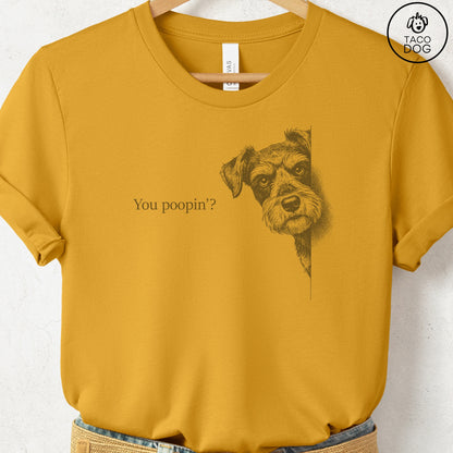 Schnauzer Poopin T-Shirt Mustard Taco-Dog