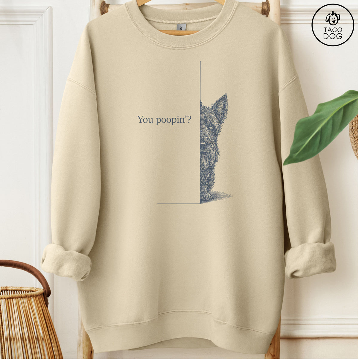 Scottie Poopin Sweatshirt Sand Taco-Dog