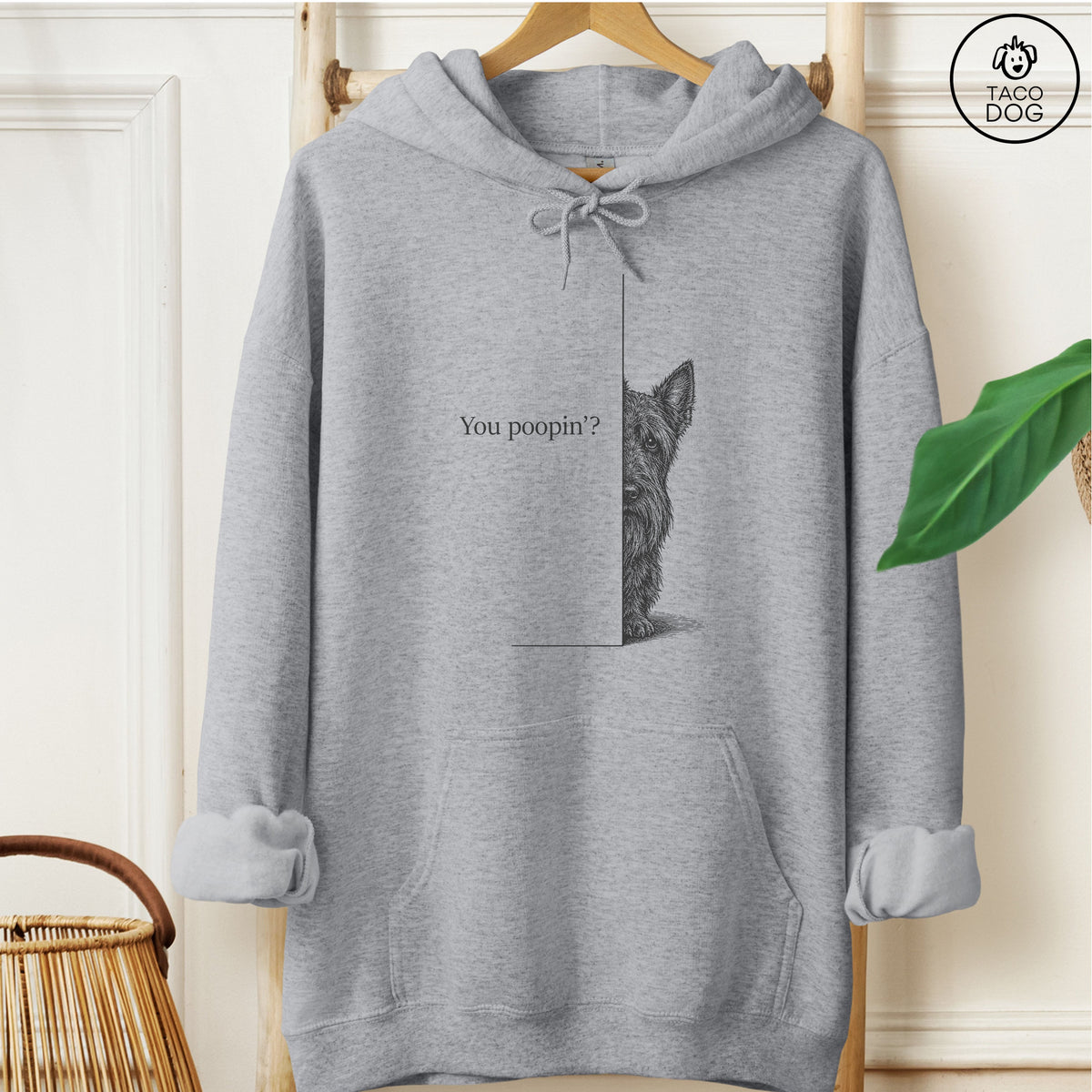 Scottie Poopin Hoodie Graphite Heather Taco-Dog