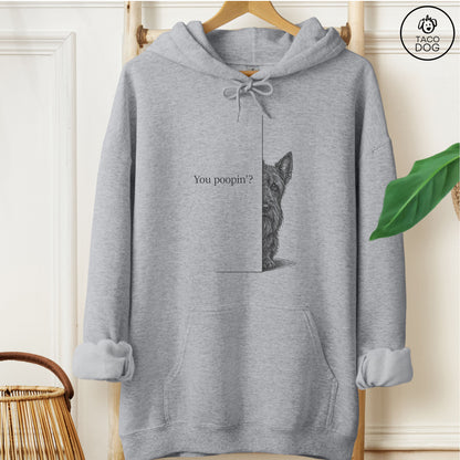 Scottie Poopin Hoodie Graphite Heather Taco-Dog