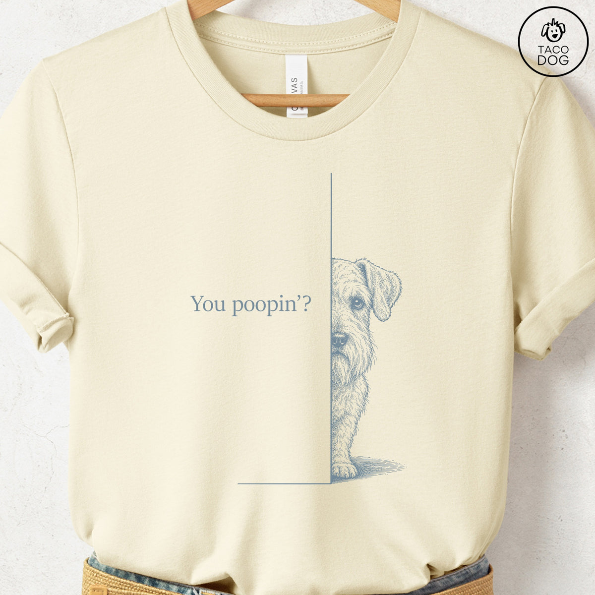 Sealyham Terrier Poopin T-Shirt Natural Taco-Dog