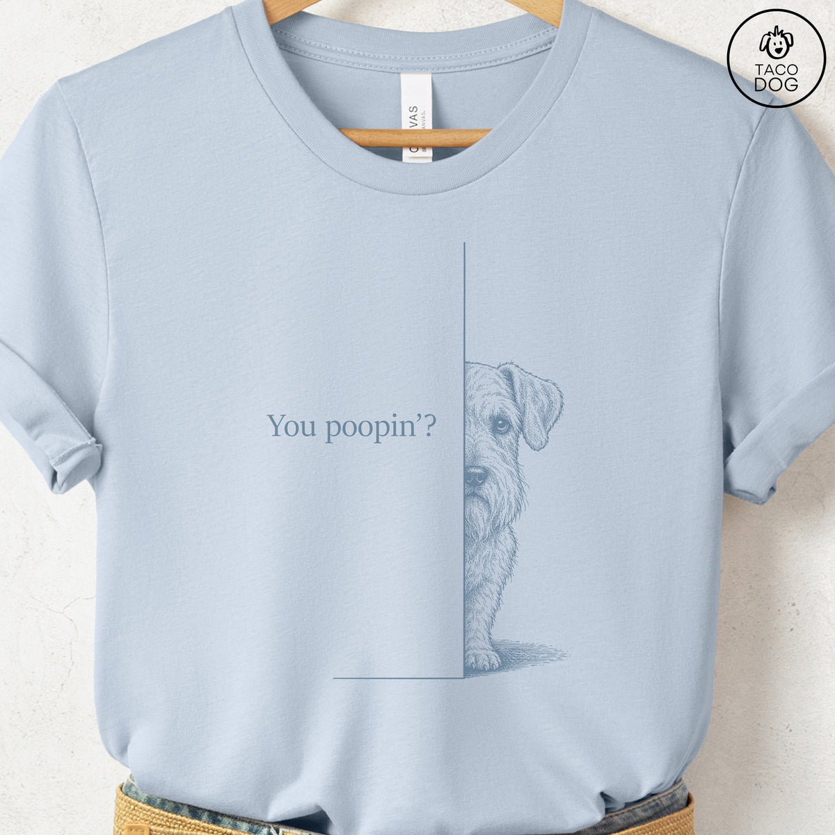 Sealyham Terrier Poopin T-Shirt Light Blue Taco-Dog