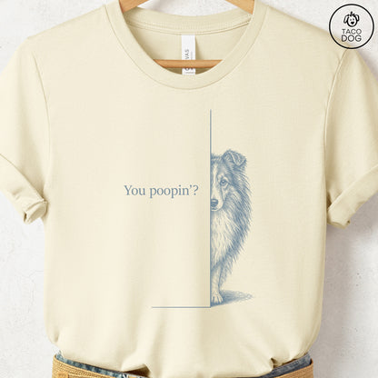Shetland Sheepdog Poopin T-Shirt Natural Taco-Dog