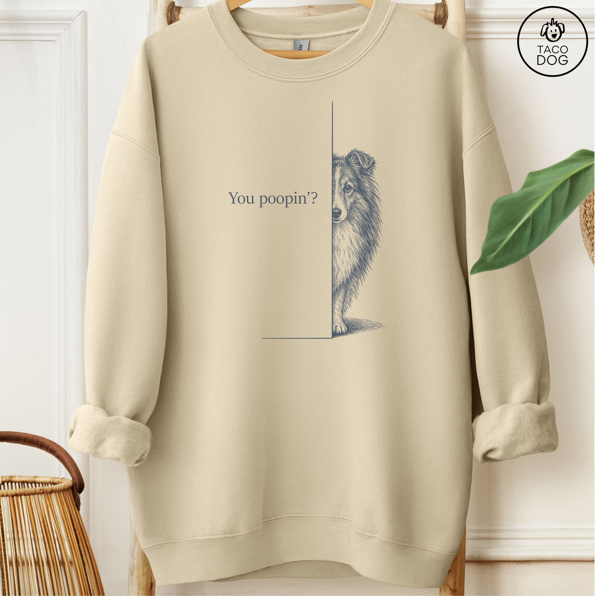 Shetland Sheepdog Poopin Sweatshirt Sand Taco-Dog