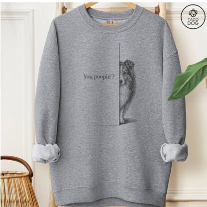 Shetland Sheepdog Poopin Sweatshirt Graphite Heather Taco-Dog