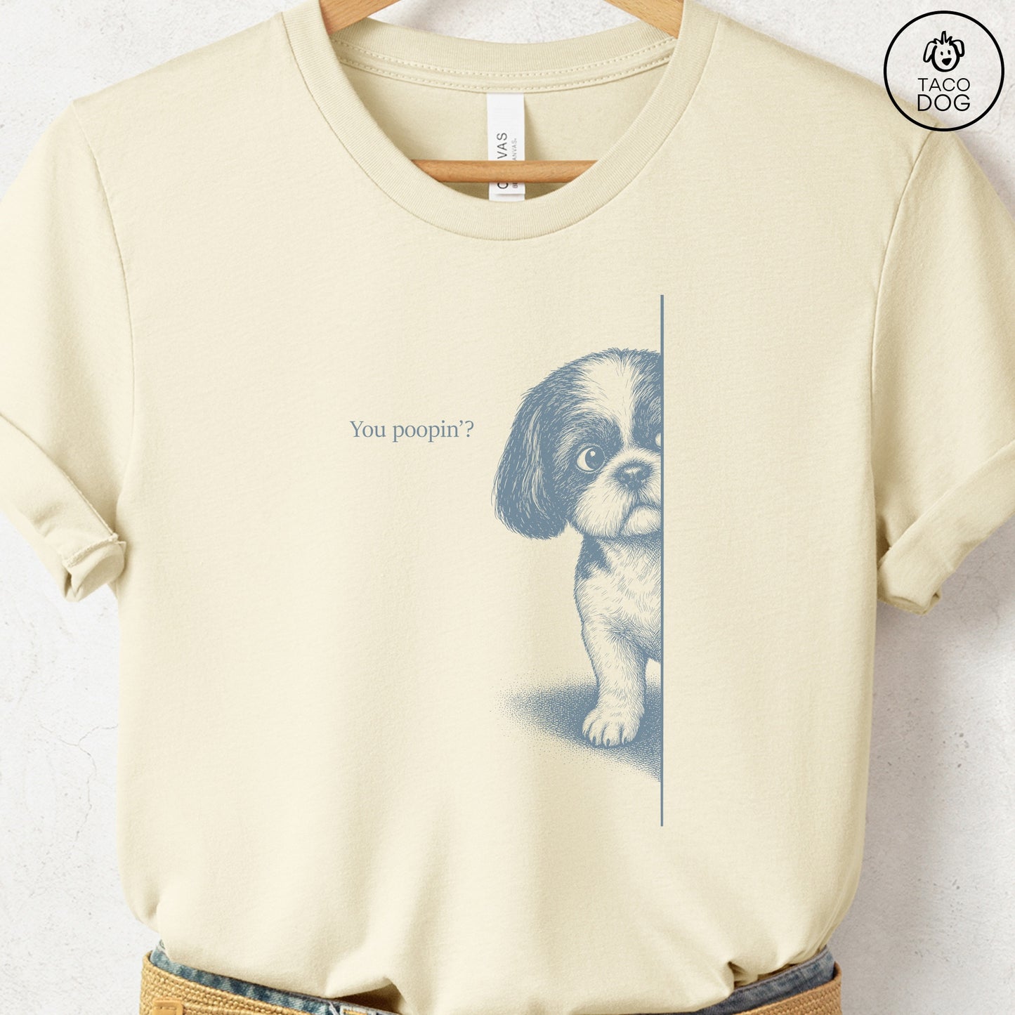 Shih Tzu Poopin T-Shirt Natural Taco-Dog