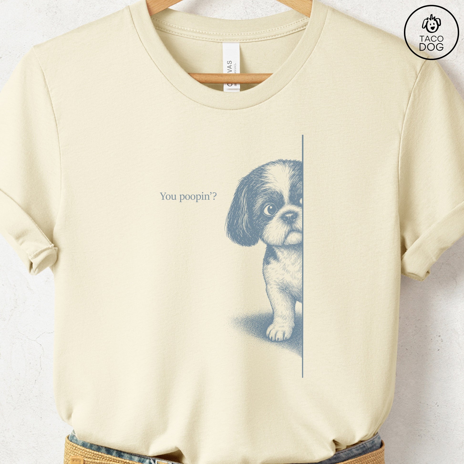 Shih Tzu Poopin T-Shirt Natural Taco-Dog