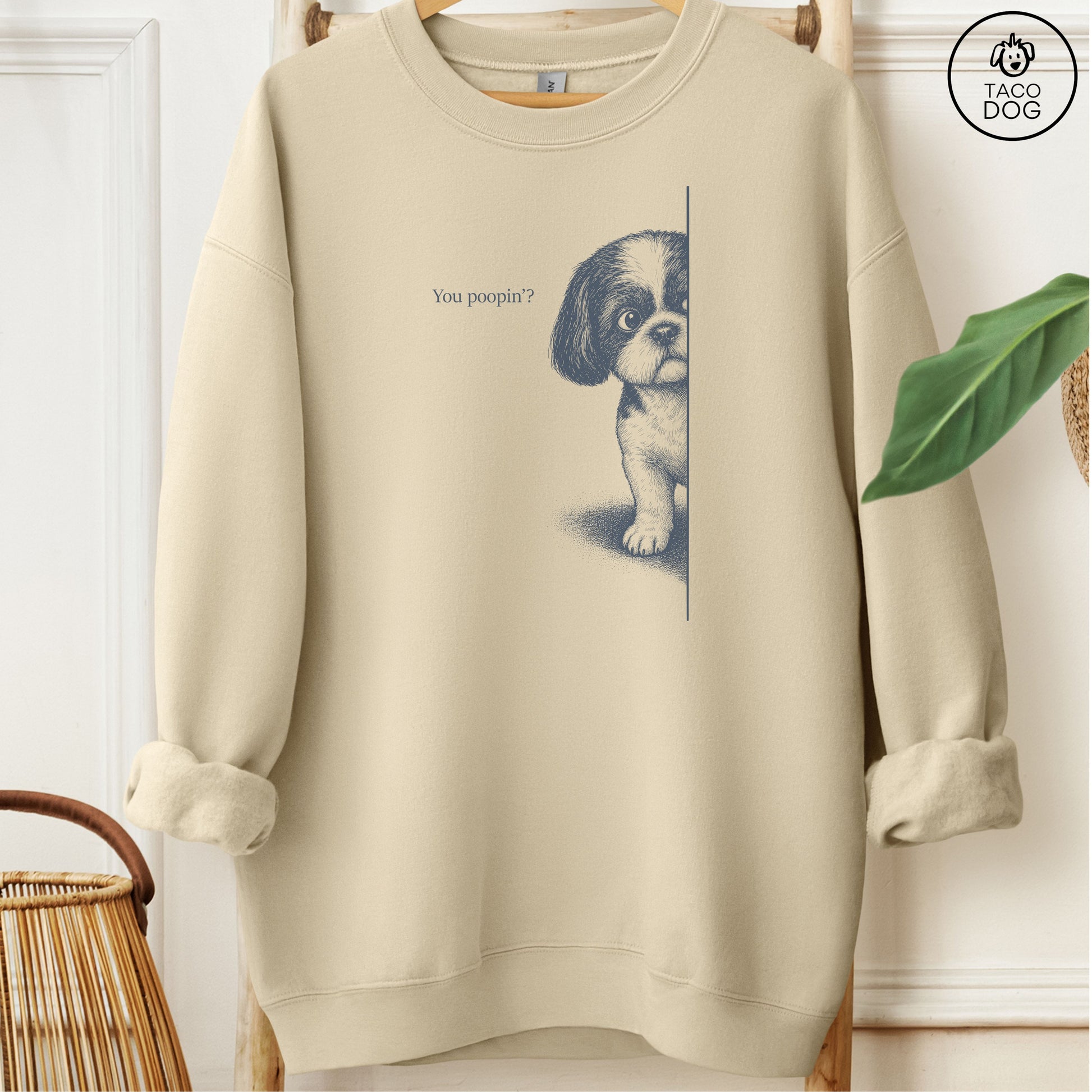 Shih Tzu Poopin Sweatshirt Sand Taco-Dog