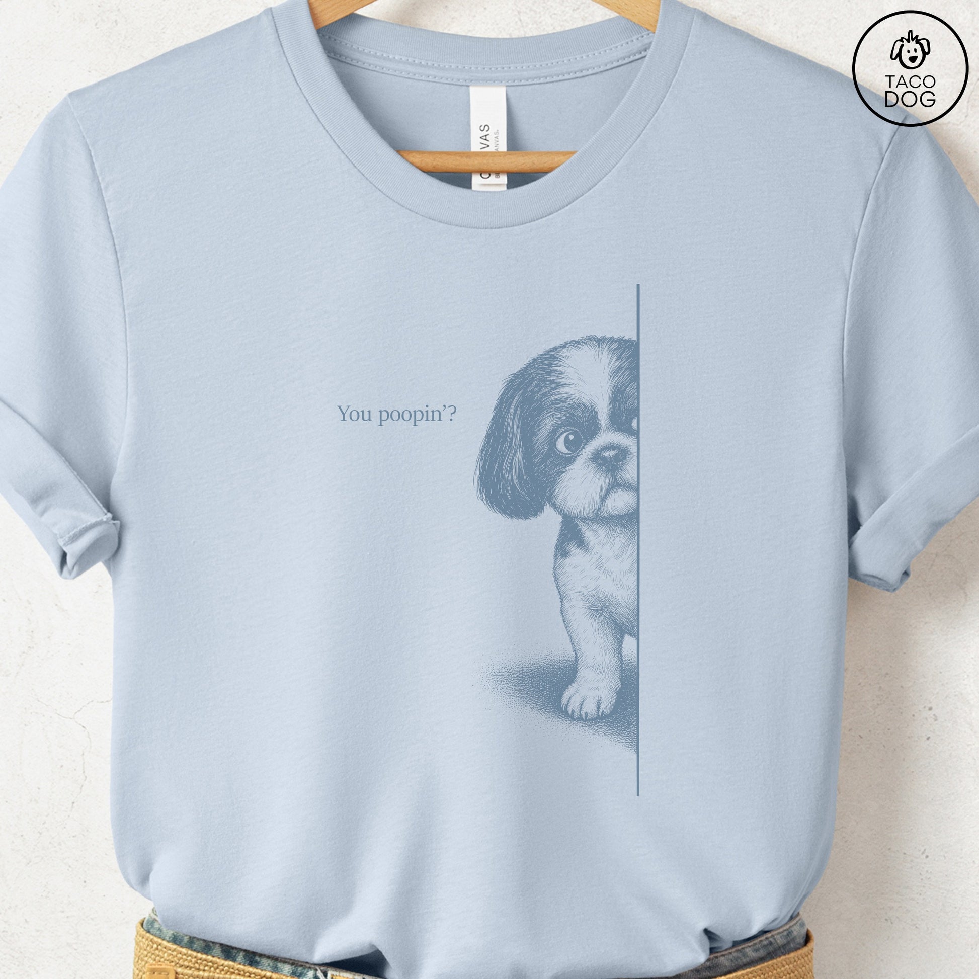 Shih Tzu Poopin T-Shirt Light Blue Taco-Dog