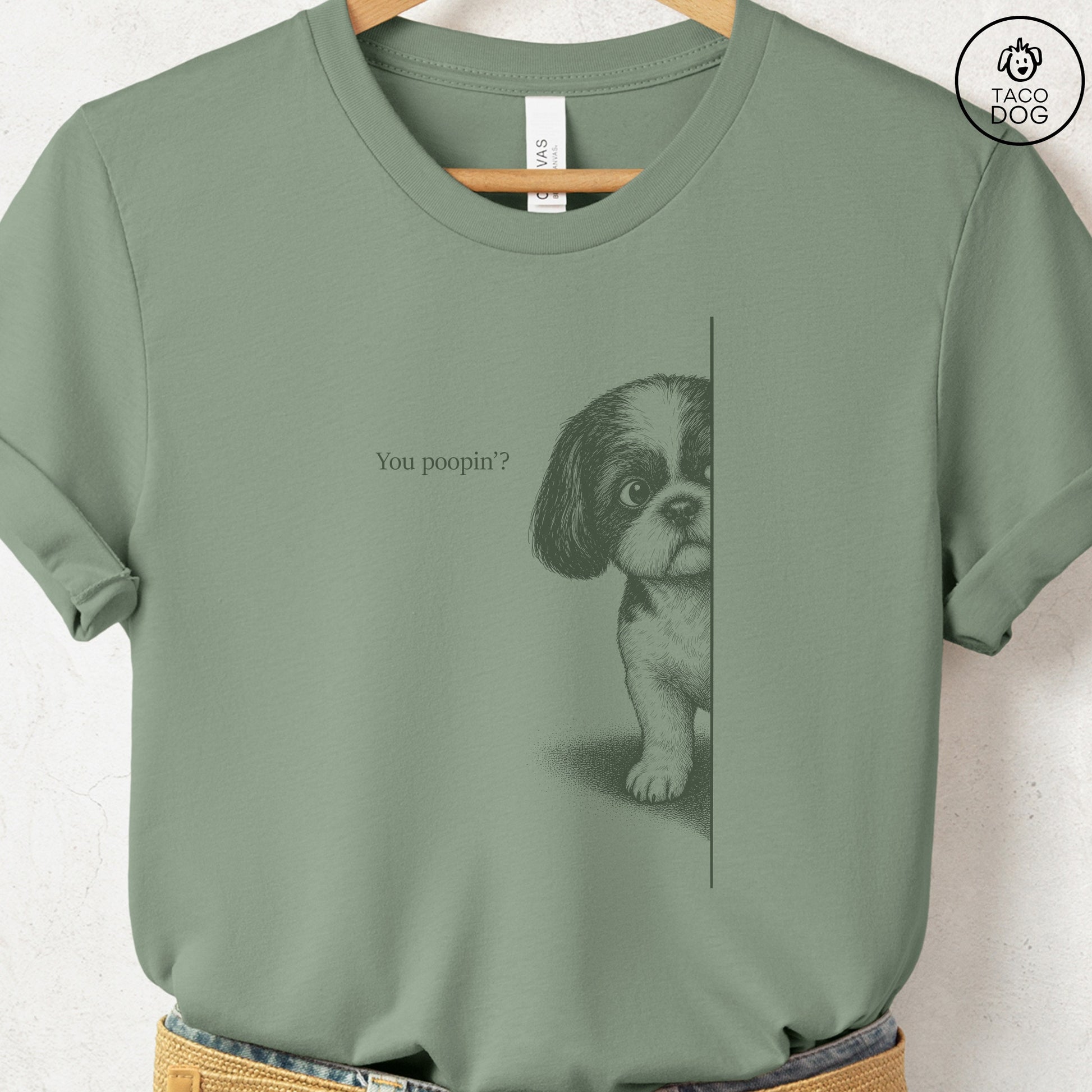 Shih Tzu Poopin T-Shirt Sage Taco-Dog