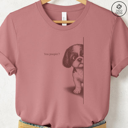 Shih Tzu Poopin T-Shirt Heather Mauve Taco-Dog