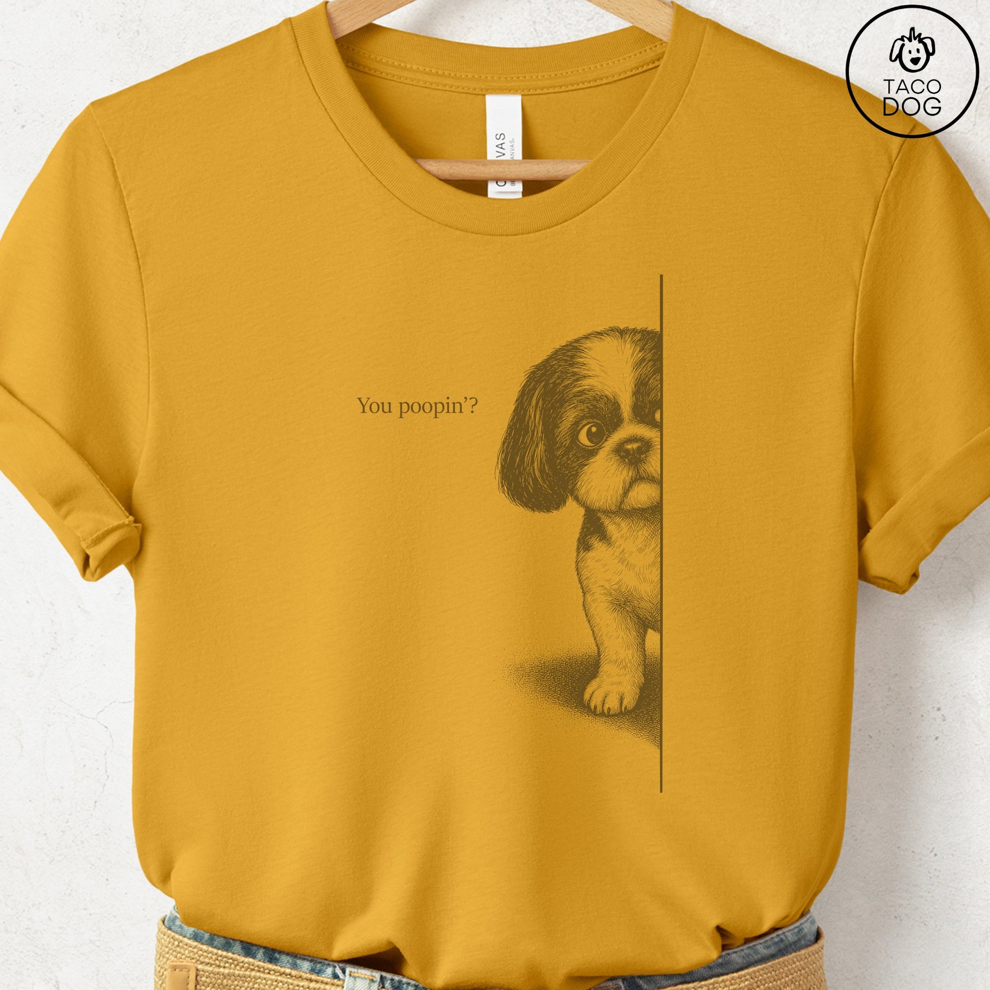 Shih Tzu Poopin T-Shirt Mustard Taco-Dog
