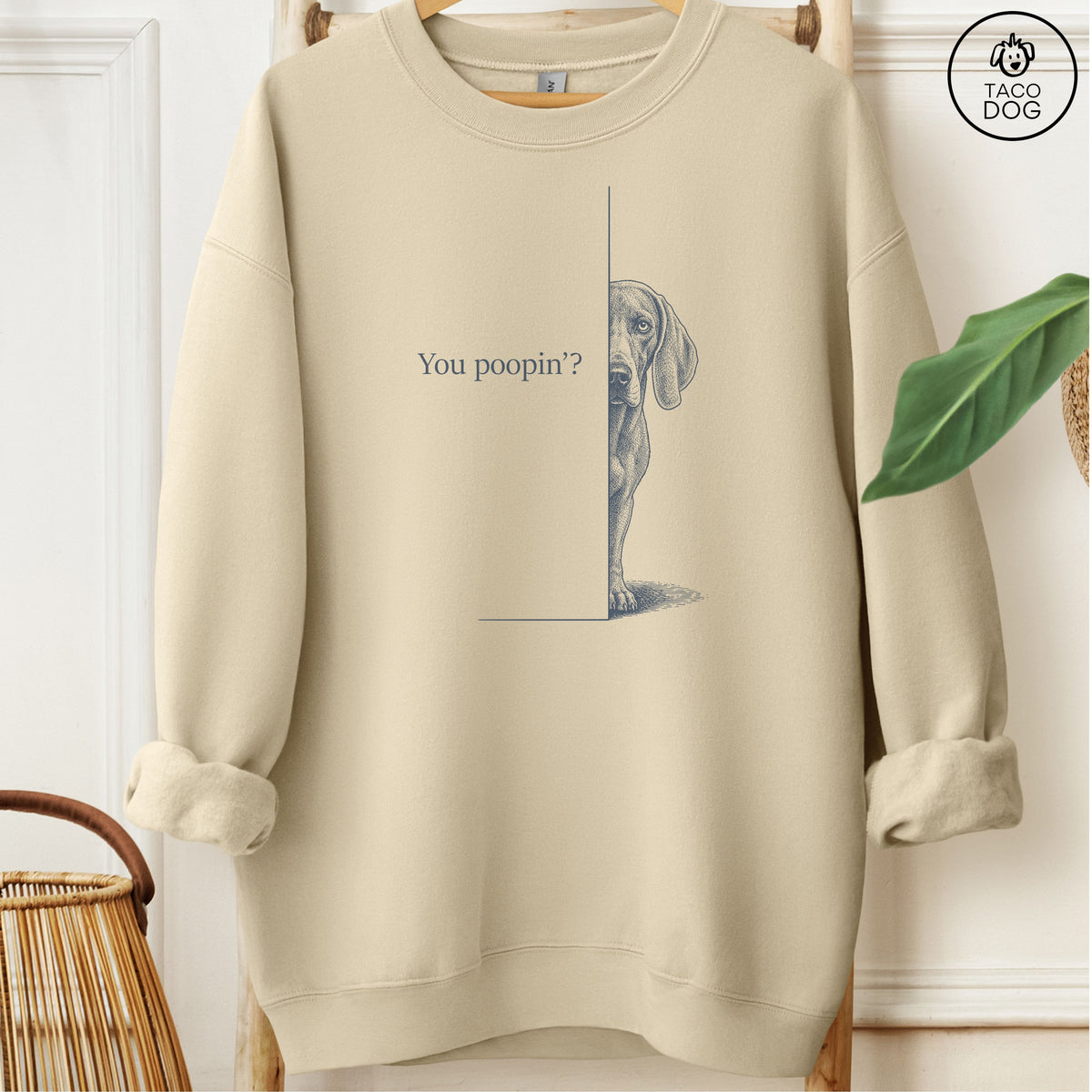 Weimaraner Poopin Sweatshirt Sand Taco-Dog