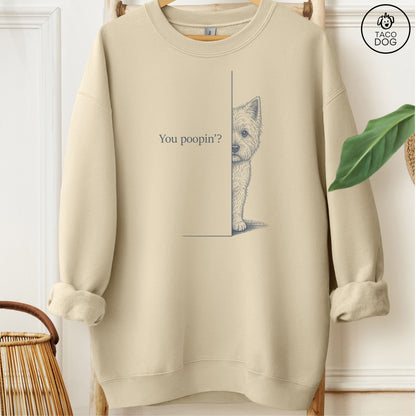 Westie Poopin Sweatshirt Sand Taco-Dog
