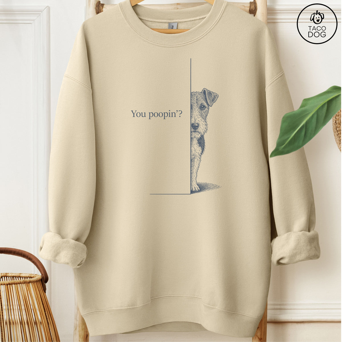 Wire Fox Terrier Poopin Sweatshirt Sand Taco-Dog