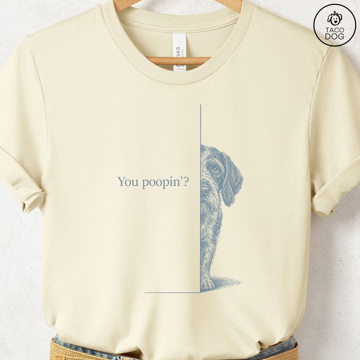 Wirehaired Pointing Griffon Poopin T-Shirt Natural Taco-Dog