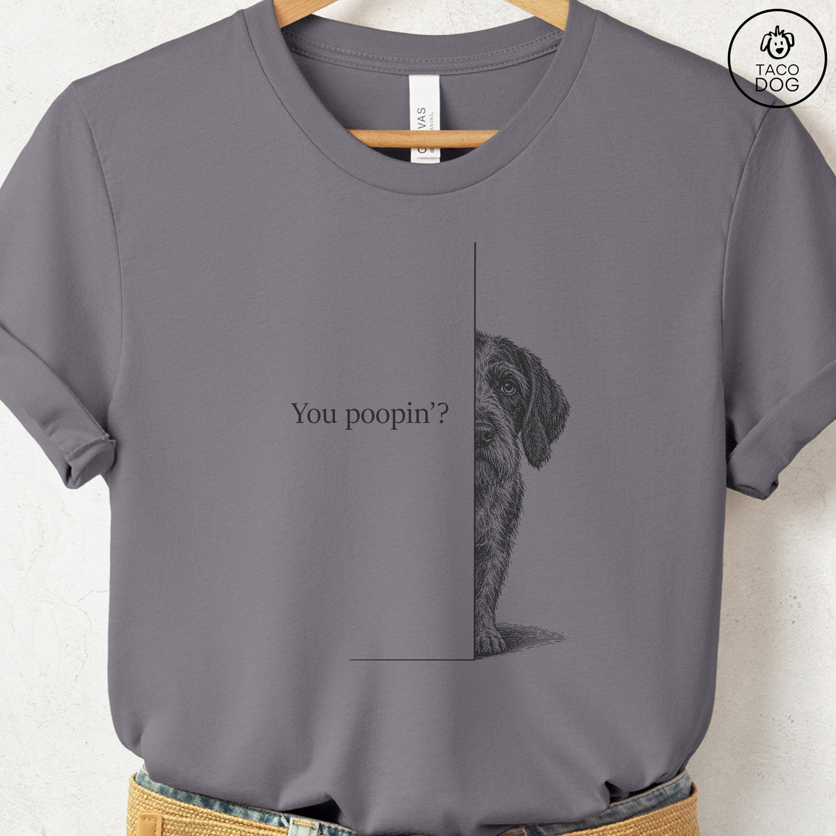 Wirehaired Pointing Griffon Poopin T-Shirt Storm Taco-Dog