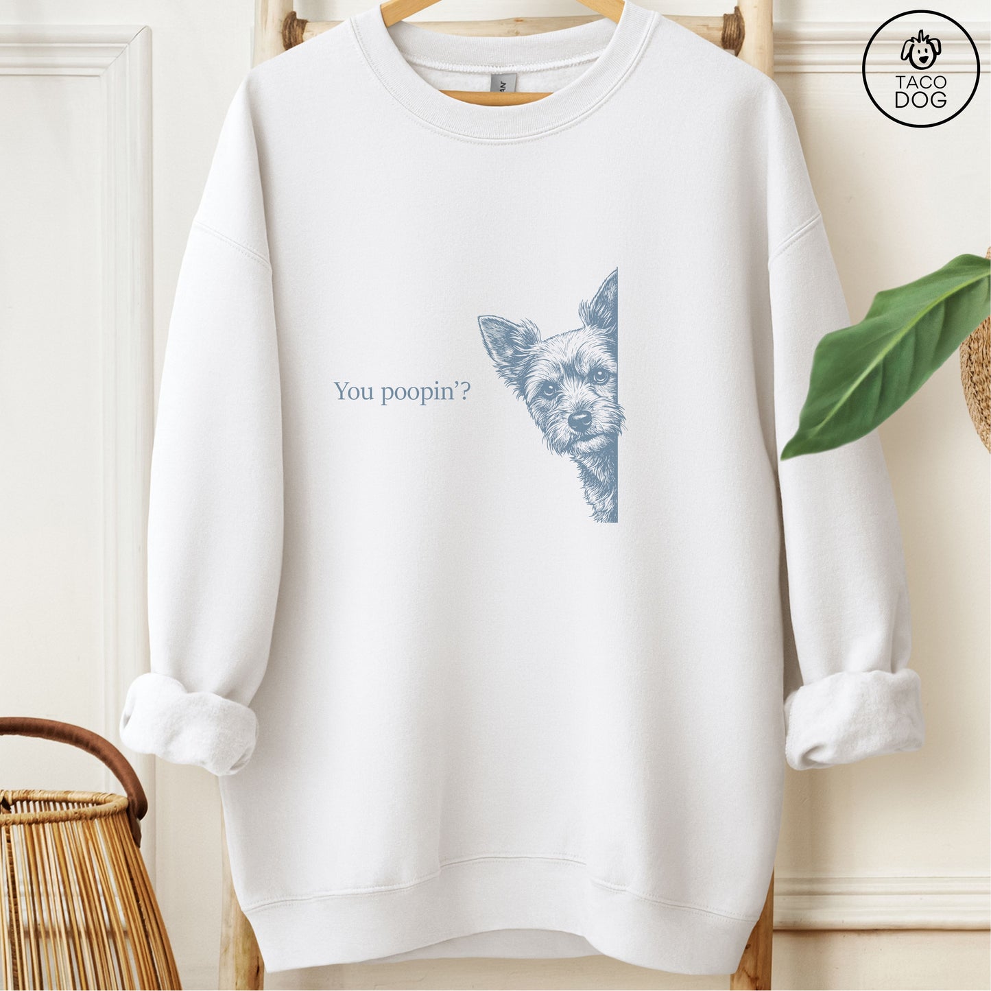 Yorkshire Terrier Yorkie Poopin Sweatshirt White Taco-Dog