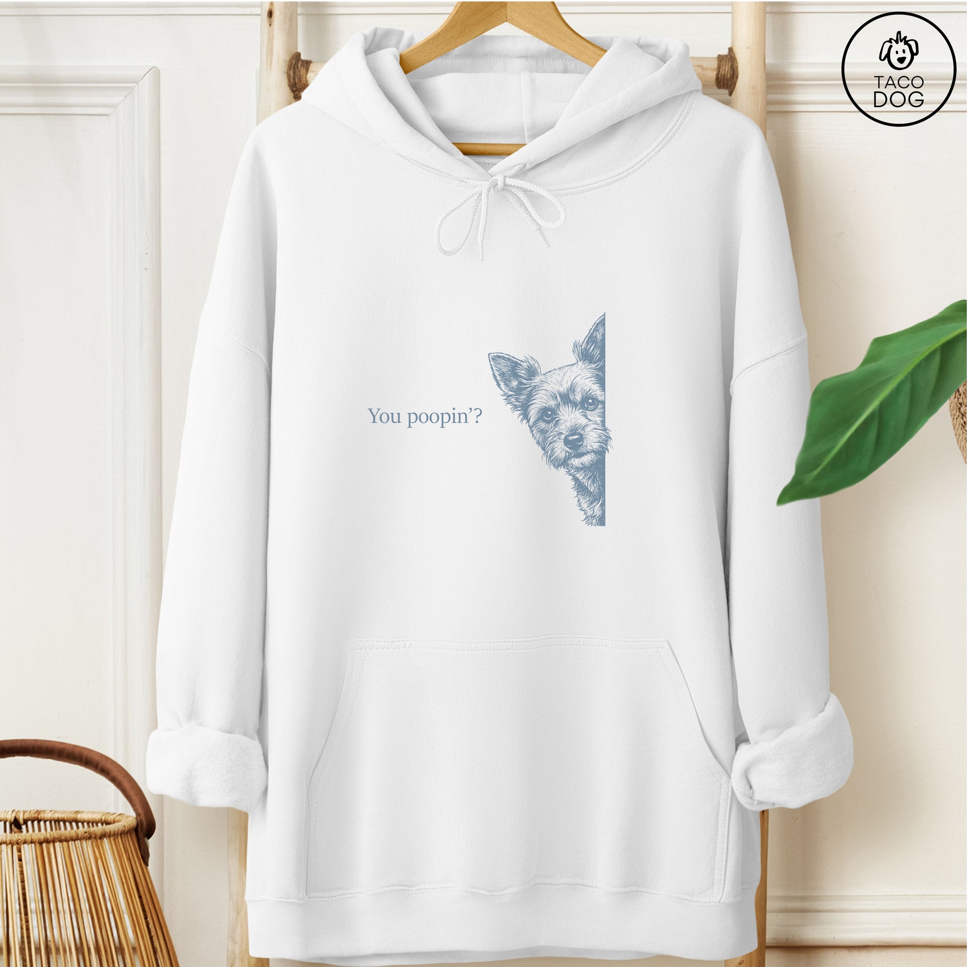 Yorkshire Terrier Yorkie Poopin Hoodie White Taco-Dog