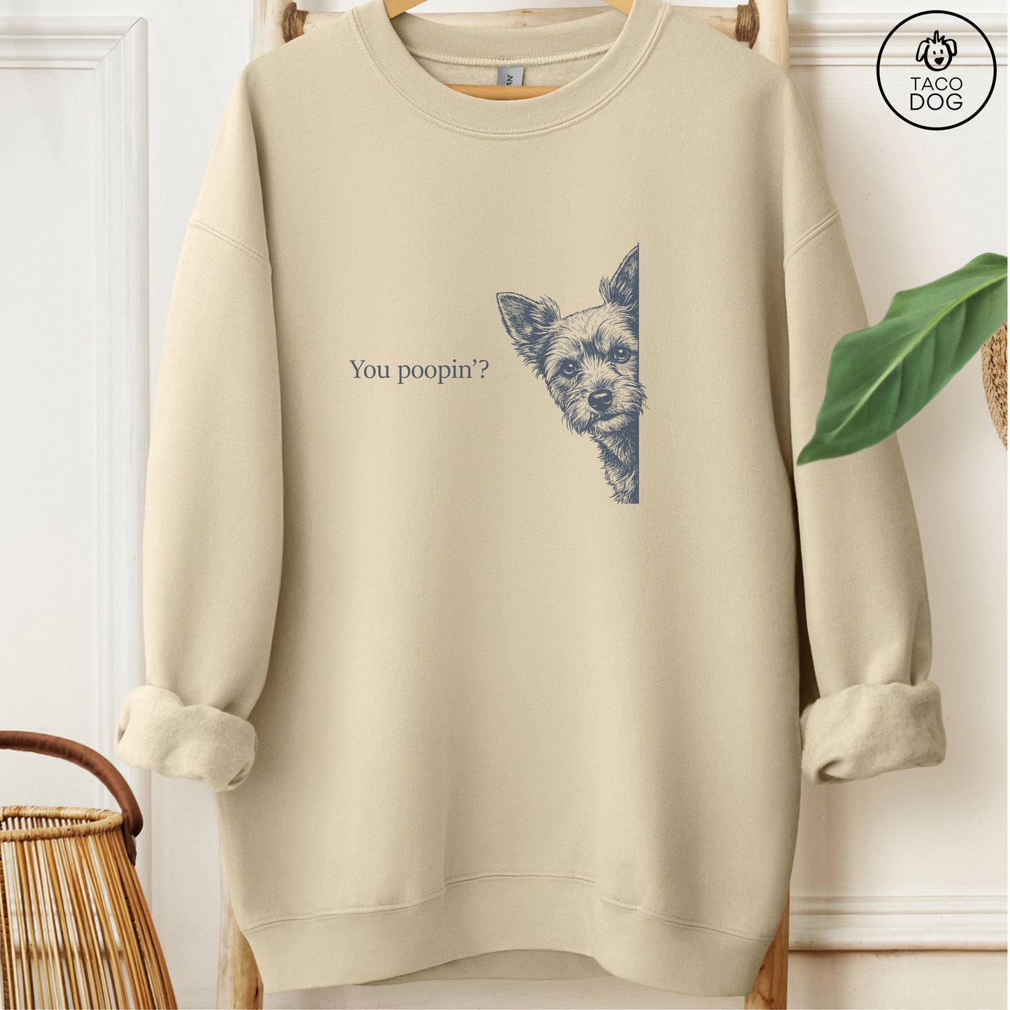 Yorkshire Terrier Yorkie Poopin Sweatshirt Sand Taco-Dog