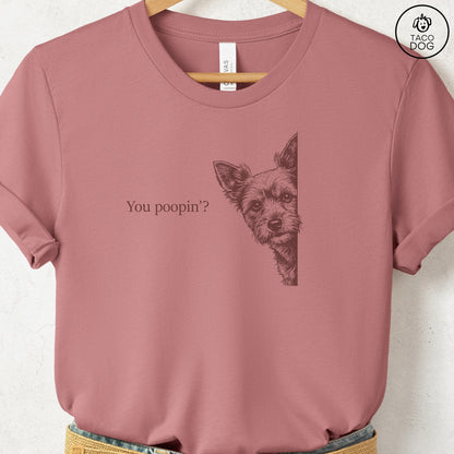 Yorkshire Terrier Yorkie Poopin T-Shirt Heather Mauve Taco-Dog