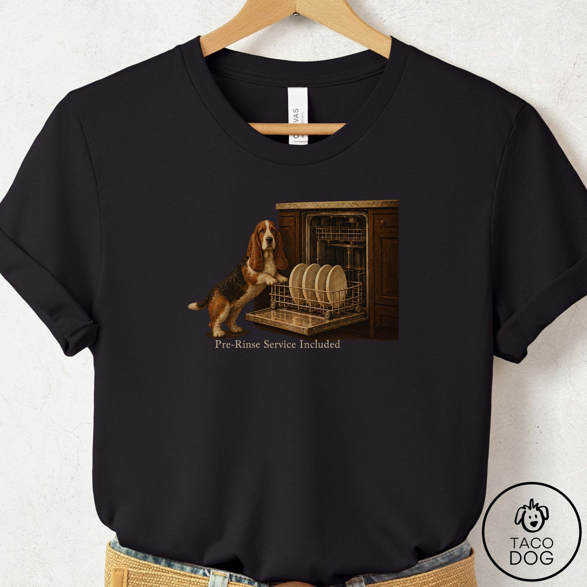 Basset Hound Pre-Rinse T-Shirt Black Taco-Dog