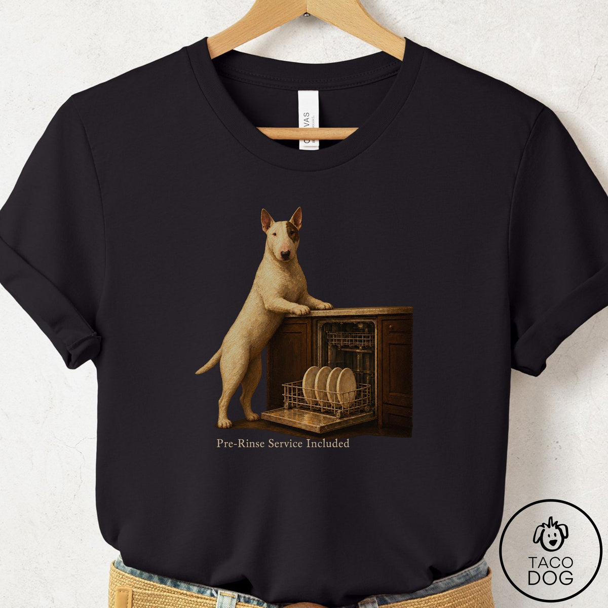 Bull Terrier Pre-Rinse T-Shirt Black Taco-Dog