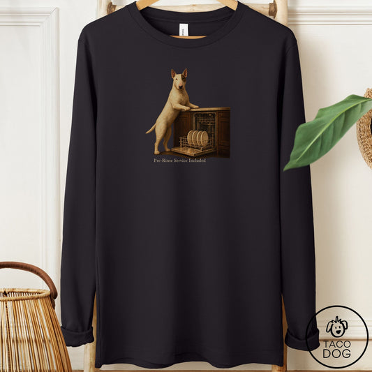 Bull Terrier Pre-Rinse Long Sleeve Tee Black Taco-Dog