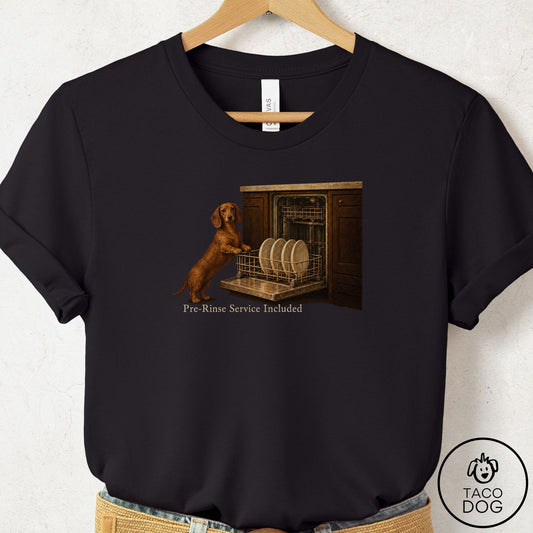 Dachshund Pre-Rinse T-Shirt Black Taco-Dog