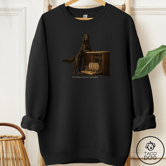 Flat-Coated Retriever Pre-Rinse Sweatshirt Black Taco-Dog