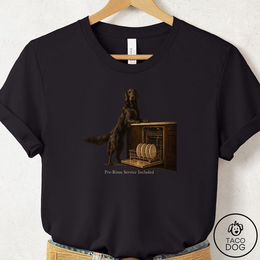 Flat-Coated Retriever Pre-Rinse T-Shirt Black Taco-Dog