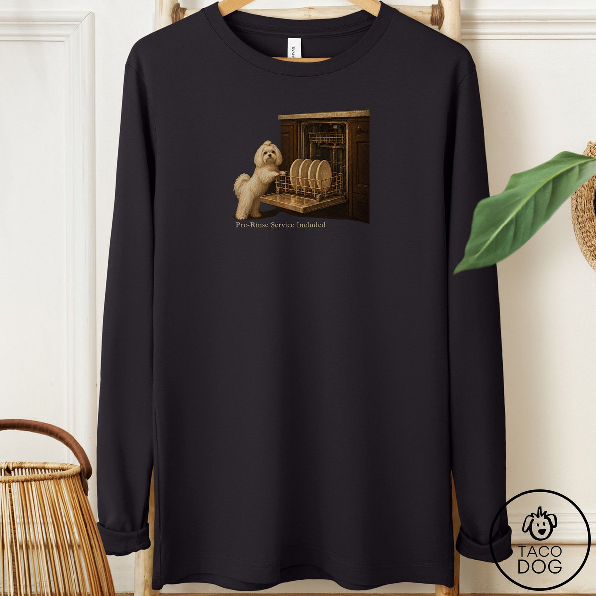 Maltese Pre-Rinse Long Sleeve Tee Black Taco-Dog