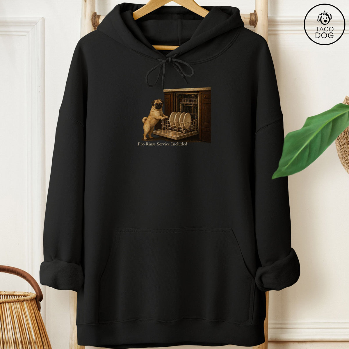 Pug Pre-Rinse Hoodie Black Taco-Dog