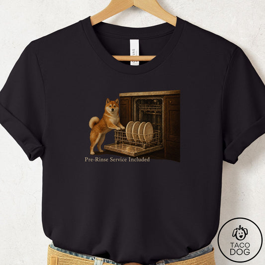 Shiba Inu Pre-Rinse T-Shirt Black Taco-Dog
