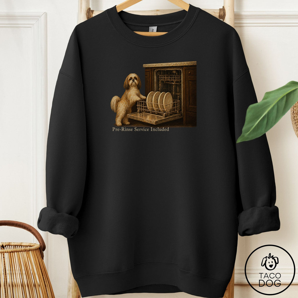 Shih Tzu Pre-Rinse Sweatshirt Black Taco-Dog