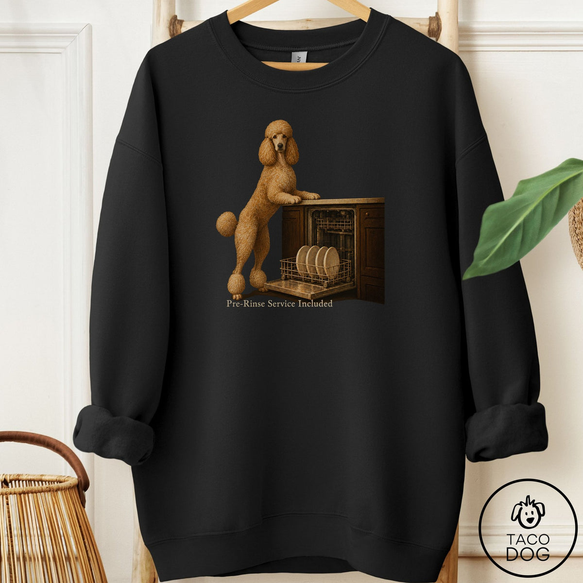 Poodle Pre-Rinse Sweatshirt Black Taco-Dog