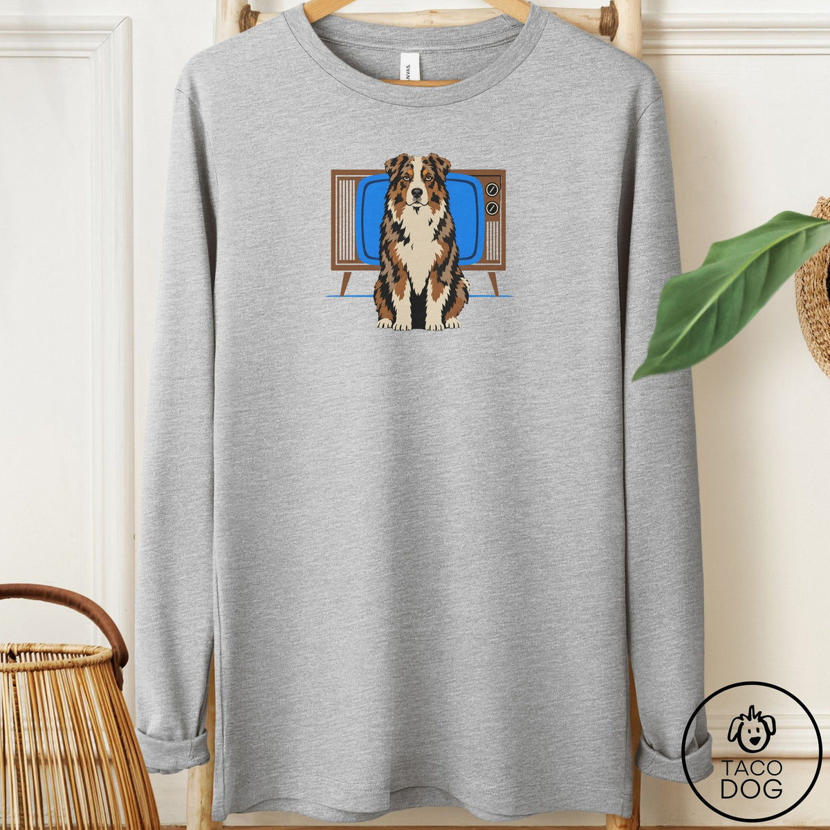 Australian Shepherd Program Long Sleeve Tee Athletic Heather Taco-Dog