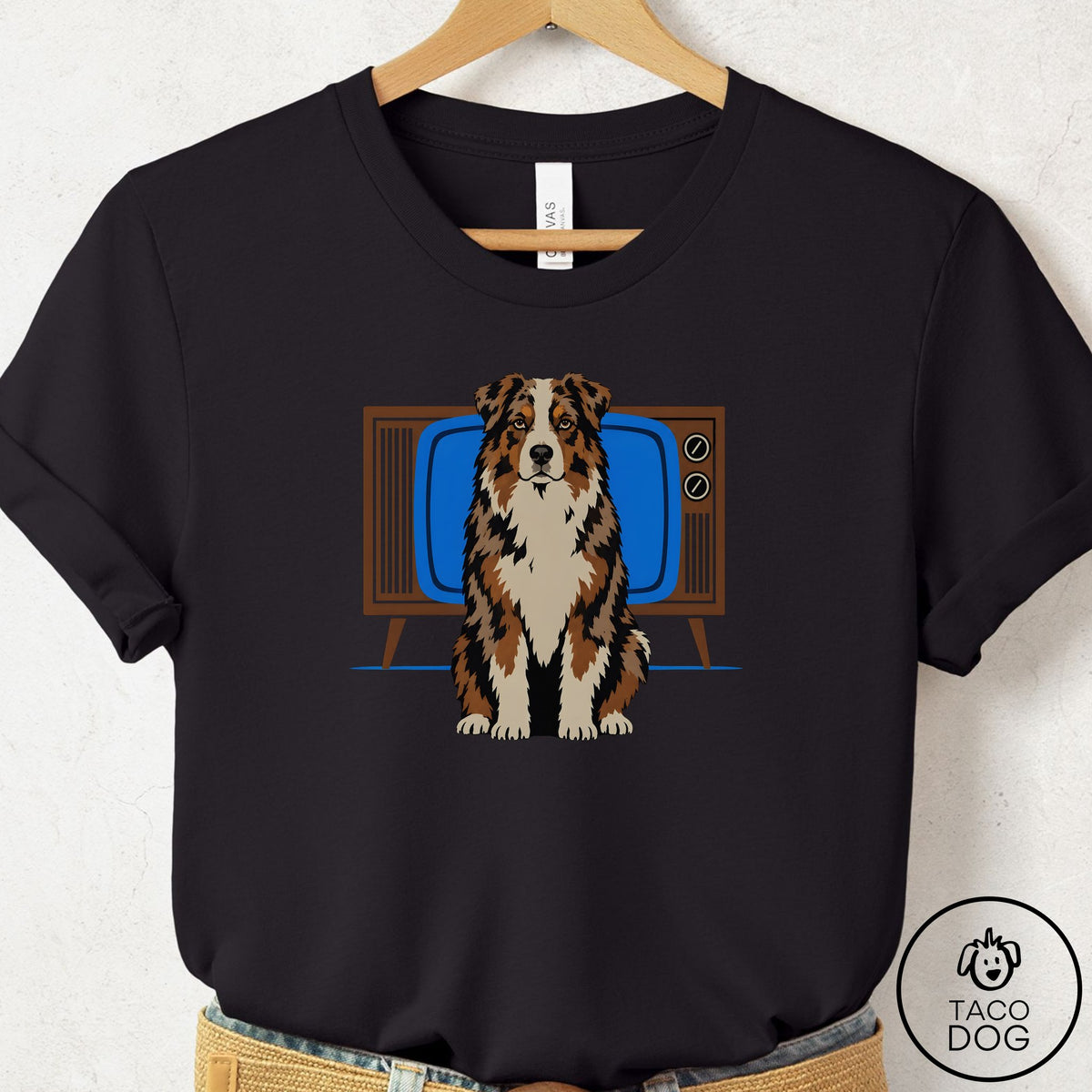Australian Shepherd Program T-Shirt Black Taco-Dog