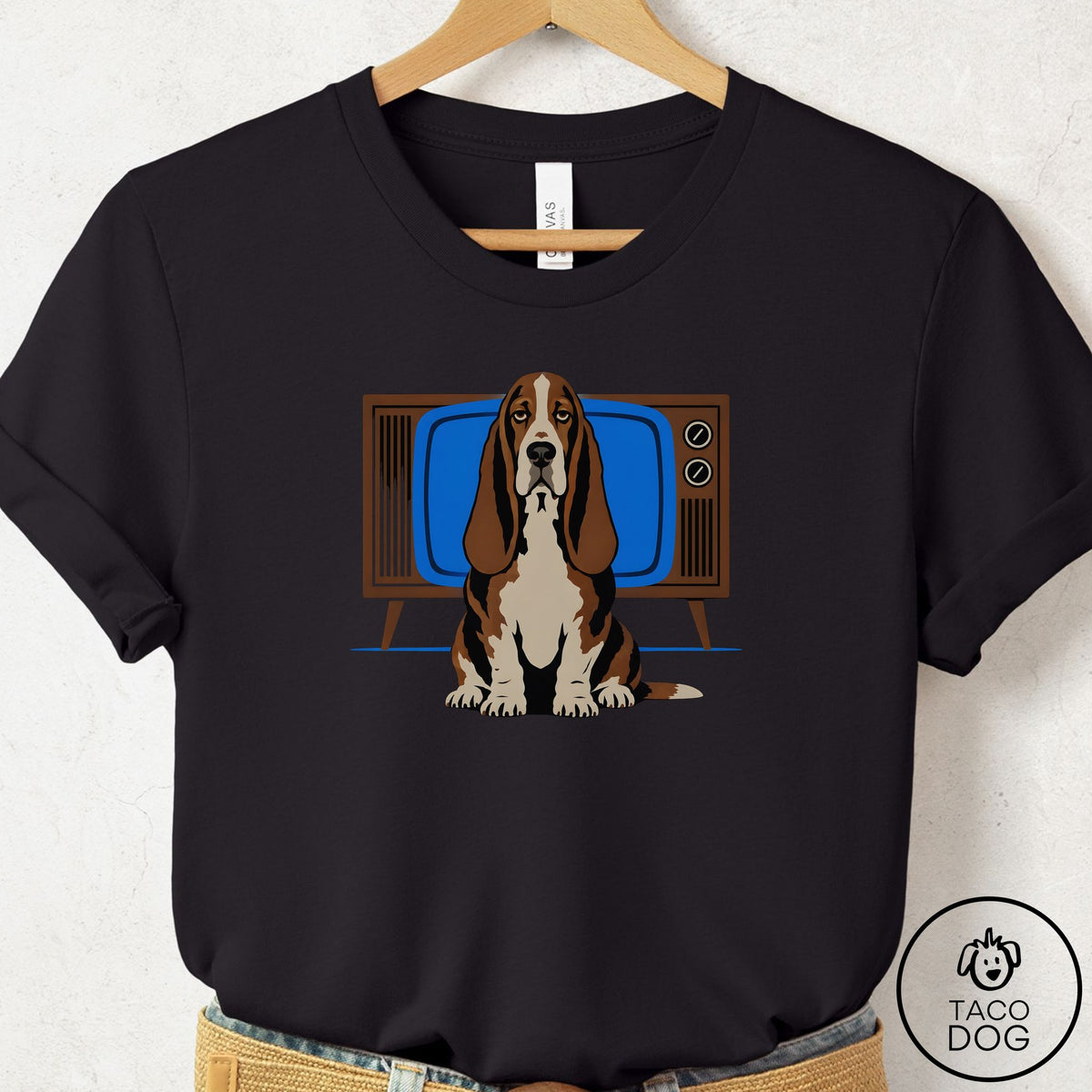 Basset Hound Program T-Shirt Black Taco-Dog