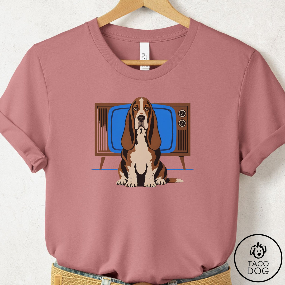 Basset Hound Program T-Shirt Mauve Taco-Dog