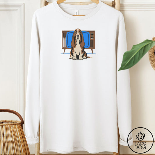 Basset Hound Program Long Sleeve Tee White Taco-Dog