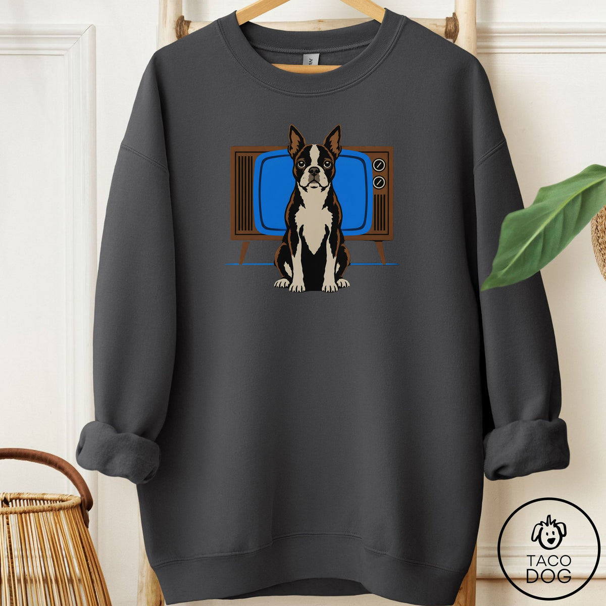 Boston Terrier Program Sweatshirt Charcoal Taco-Dog