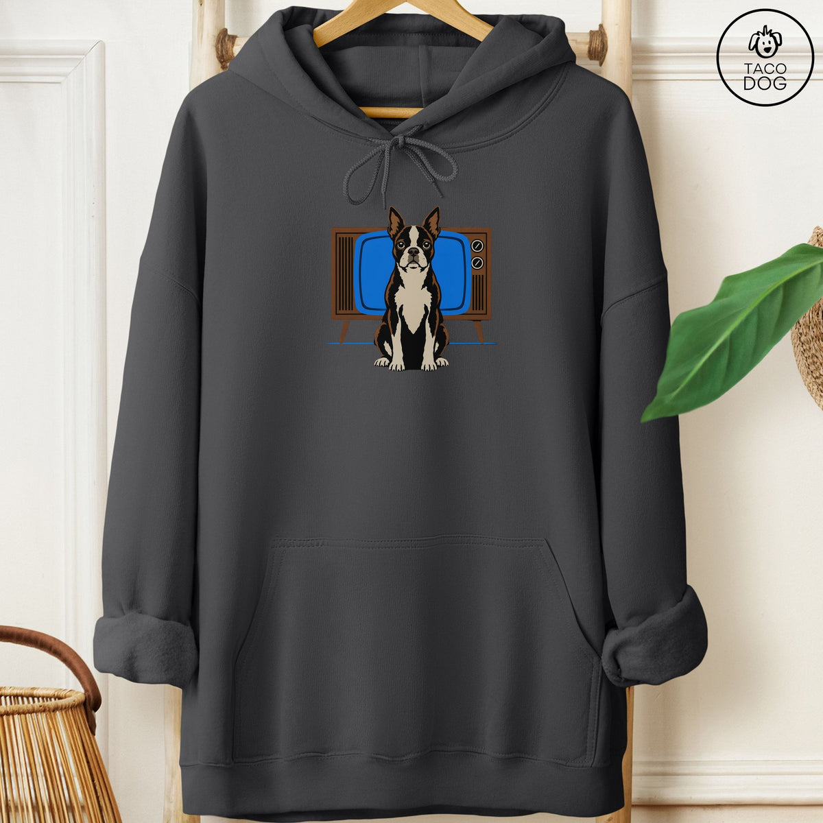 Boston Terrier Program Hoodie Charcoal Taco-Dog