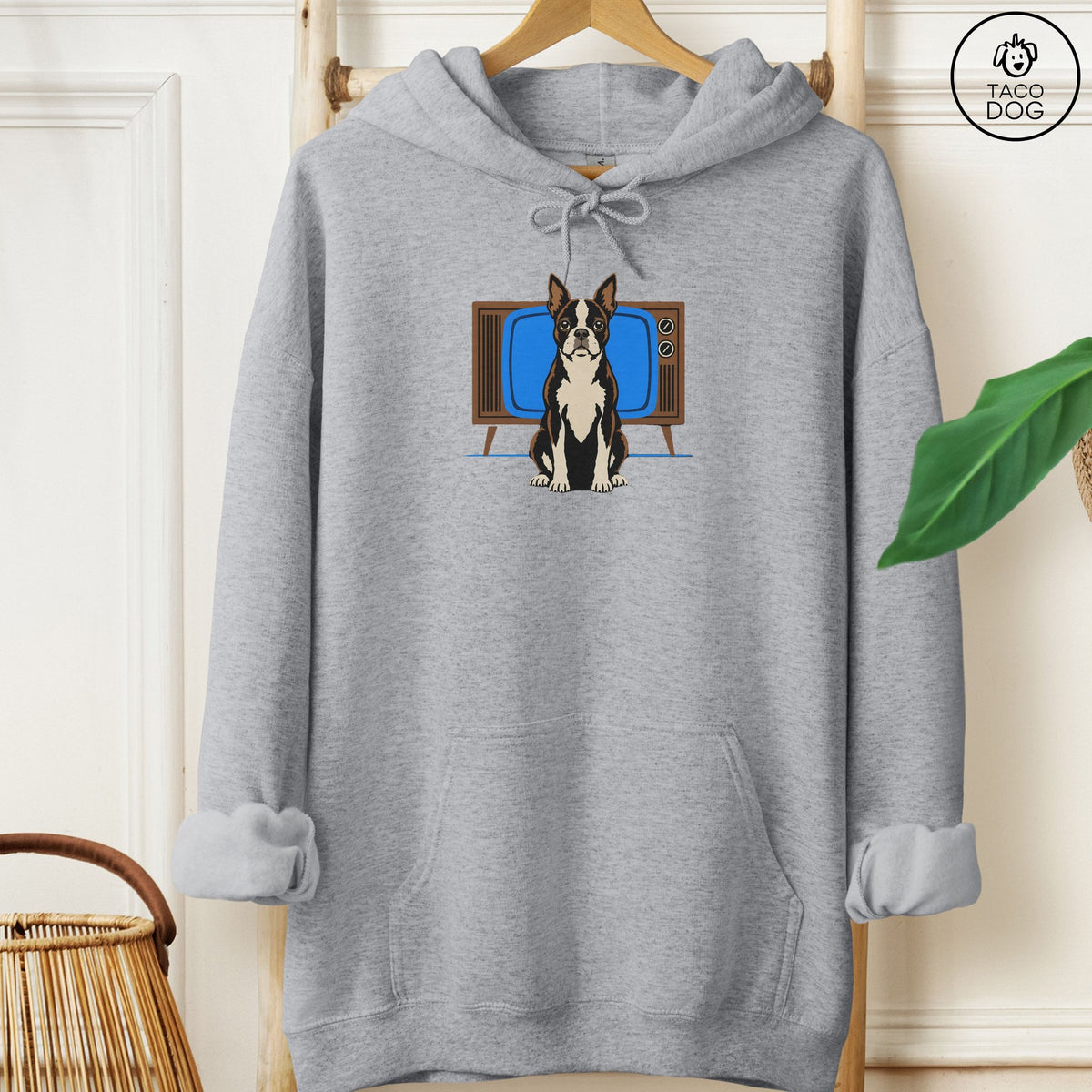 Boston Terrier Program Hoodie Graphite Heather Taco-Dog