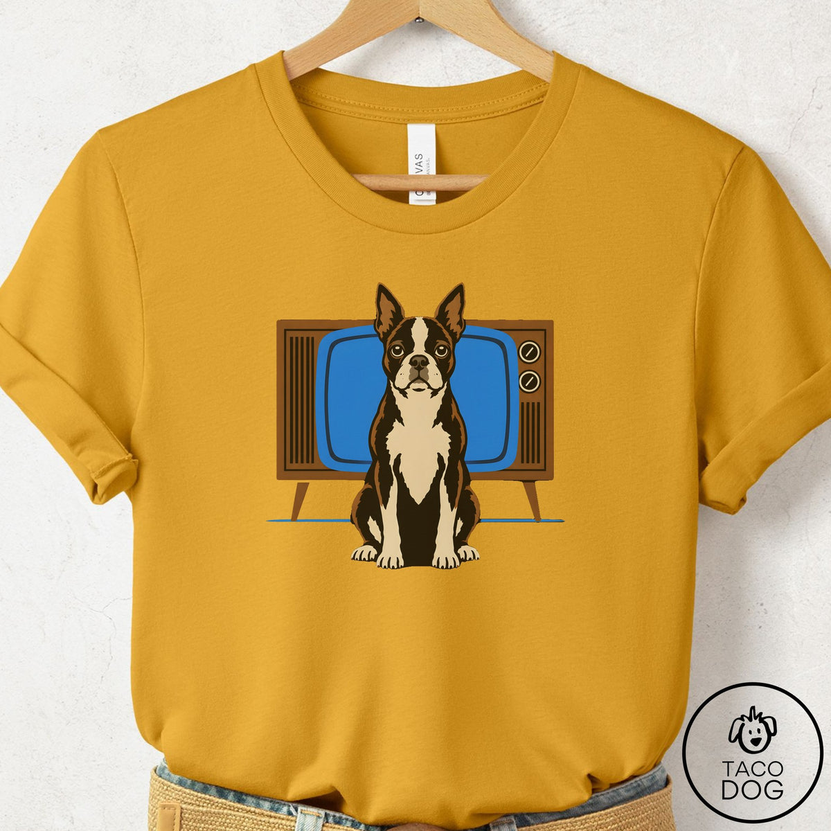 Boston Terrier Program T-Shirt Mustard Taco-Dog