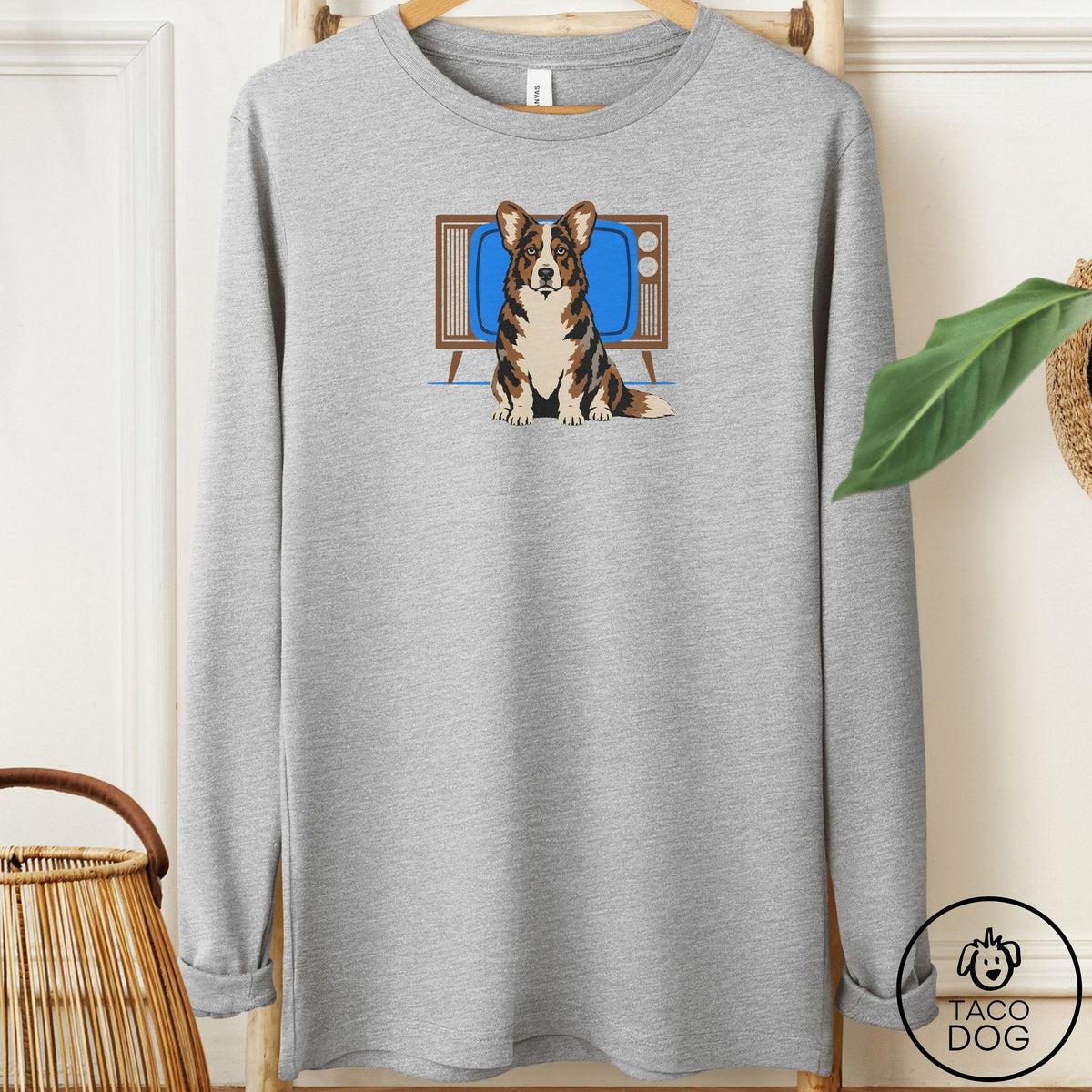Cardigan Welsh Corgi Program Long Sleeve Tee Athletic Heather Taco-Dog
